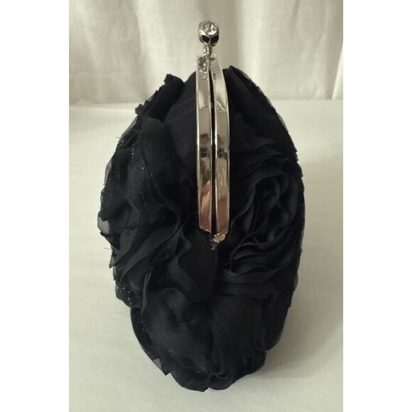Black Floral Mini Evening Bag Kiss Lock - Picture 3 of 13